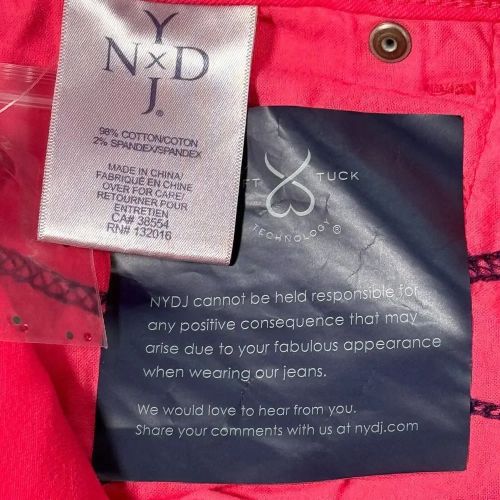 NYDJ Jeans Womens 8P Crop Pink‎ Pants Cropped Slim Fit Casual Capri Style